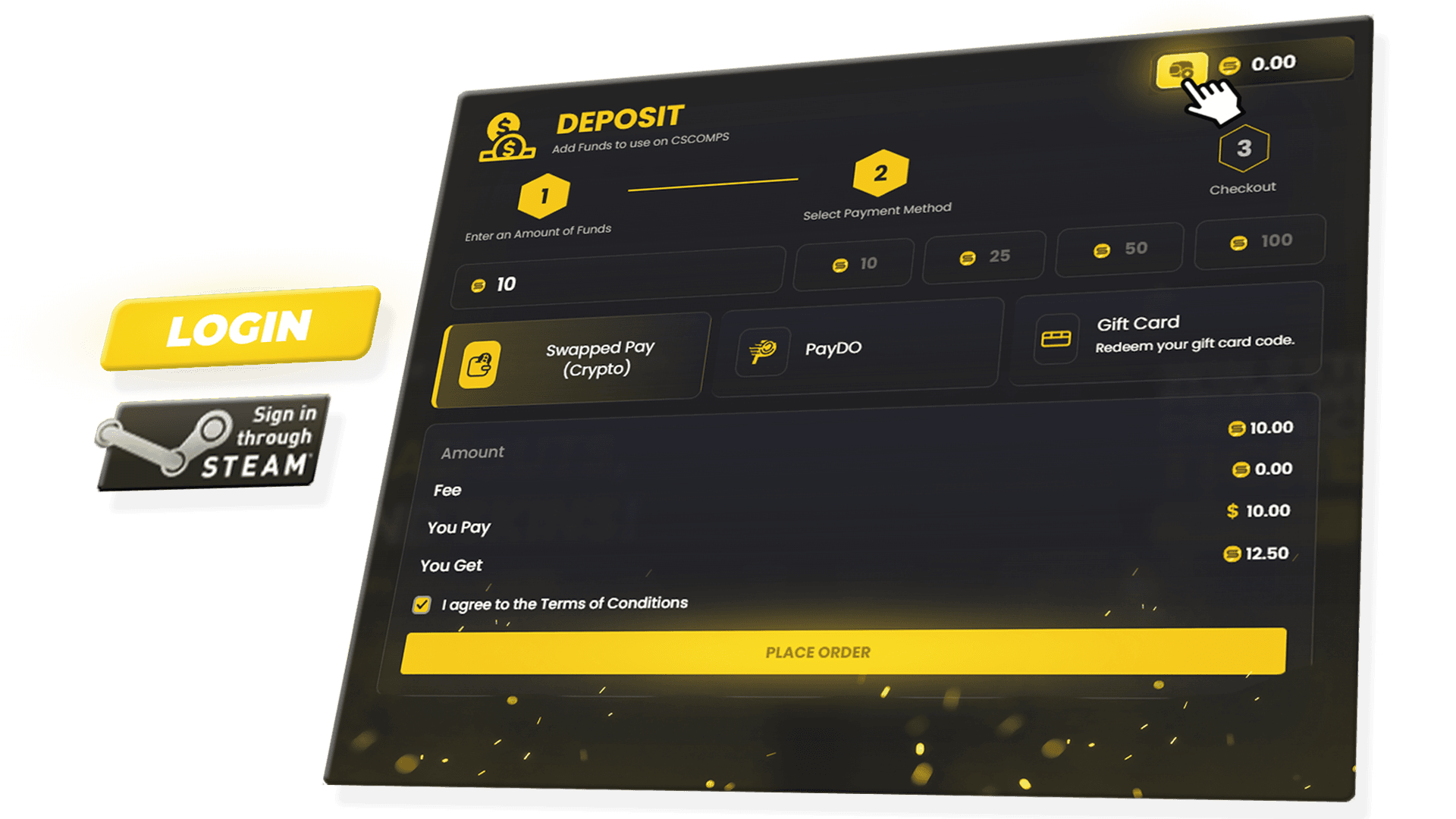 Log in, Top Up